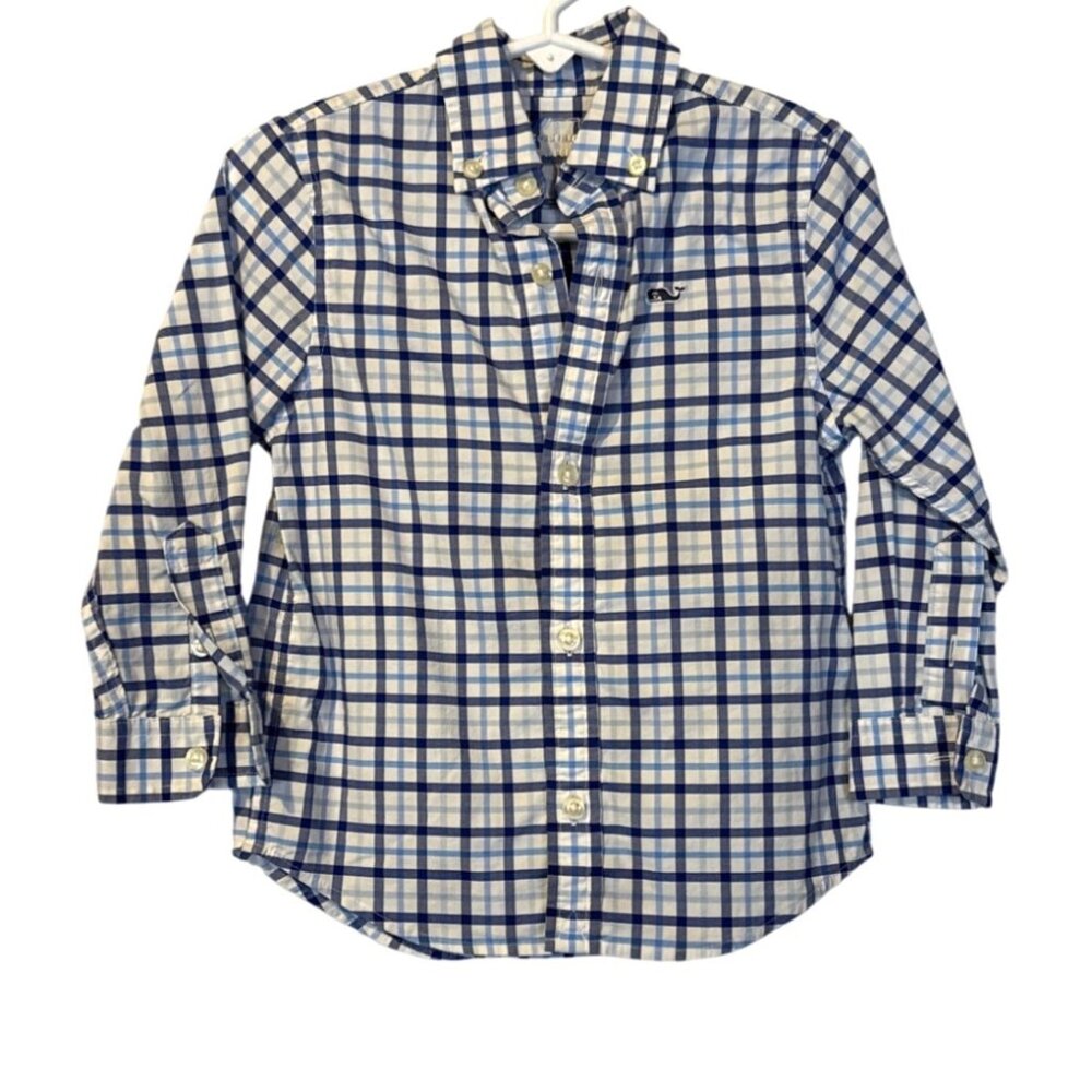 Vineyard Vines Boys On the Go Performance Blue Plaid Button Down Shirt‎ 2T Brrr